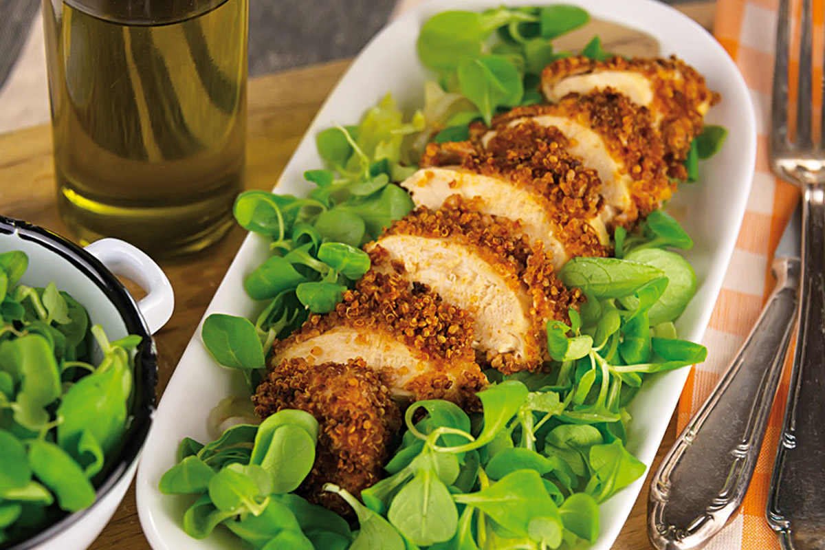 Petto di pollo in crosta di quinoa