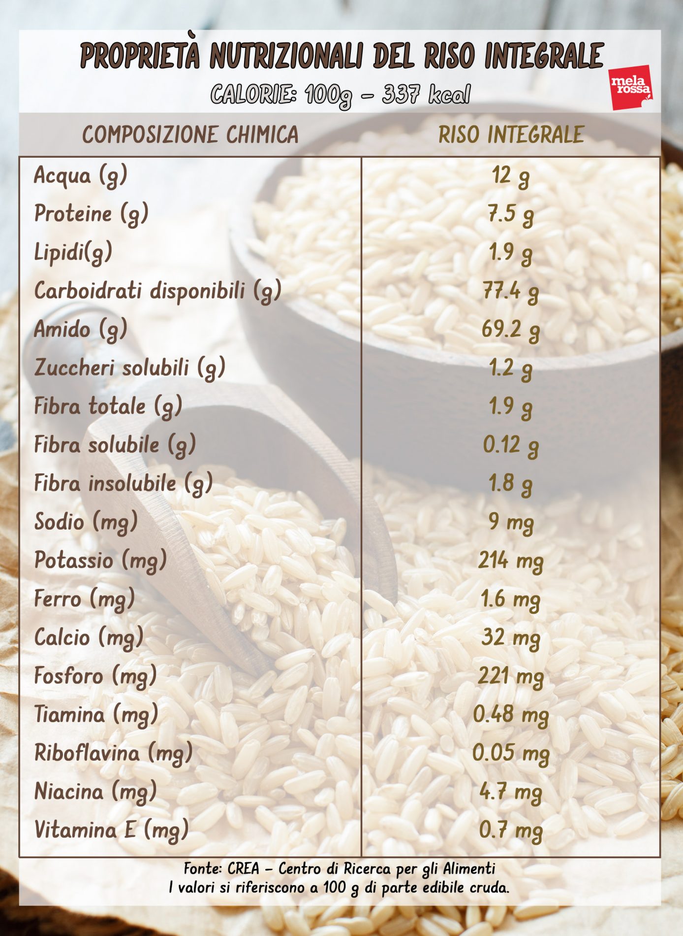 riso integrale: valori nutrizionali 