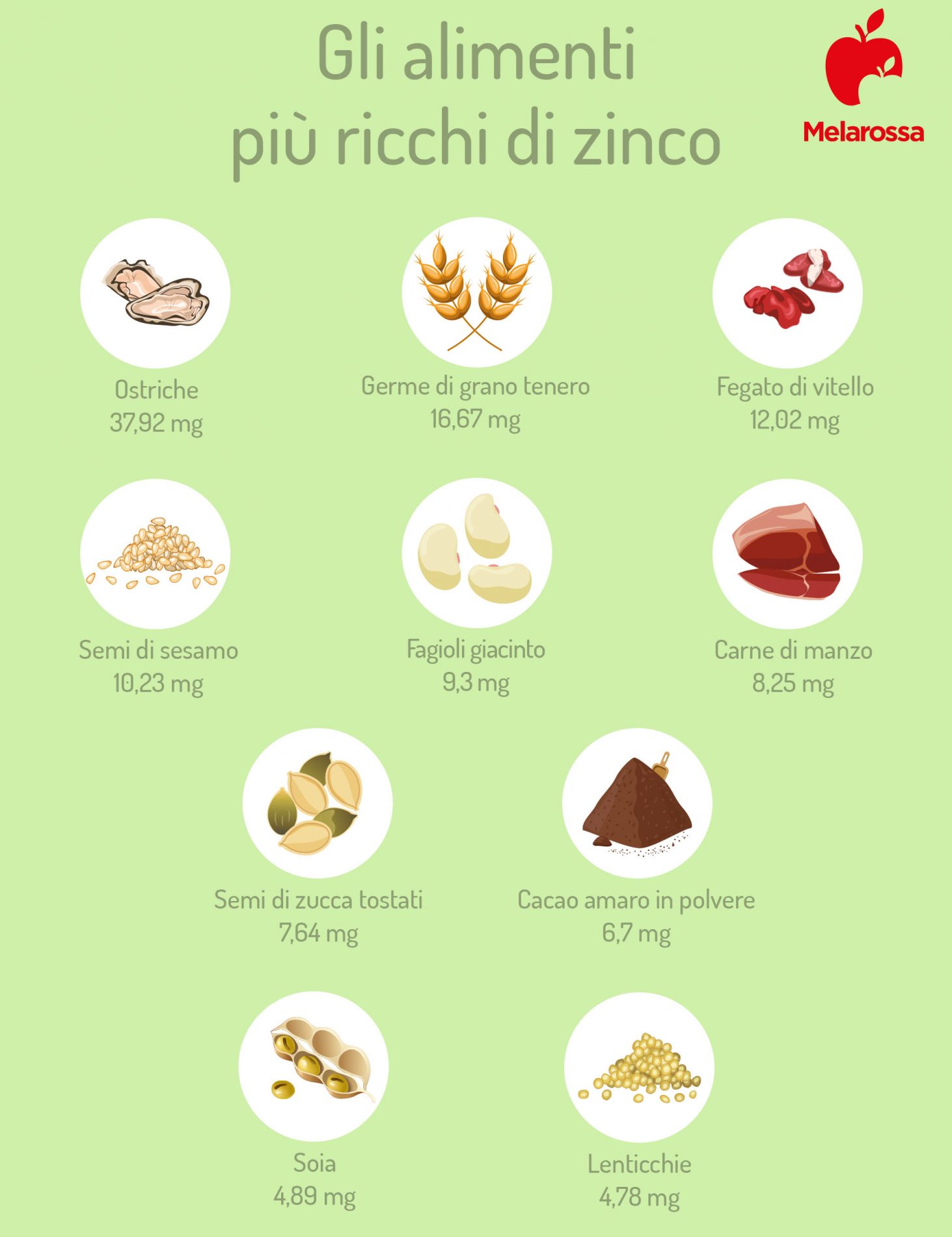 Alimenti ricchi di zinco