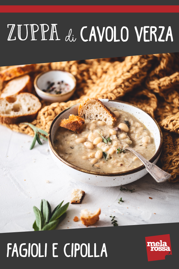 zuppa di cavolo verza, fagioli e cipolla