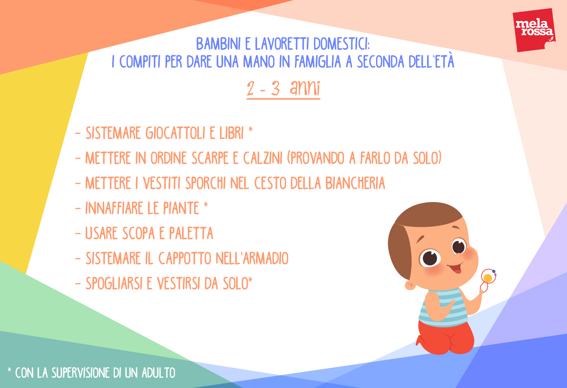 Bambini e lavoretti domestici: compiti 2-3 anni di età