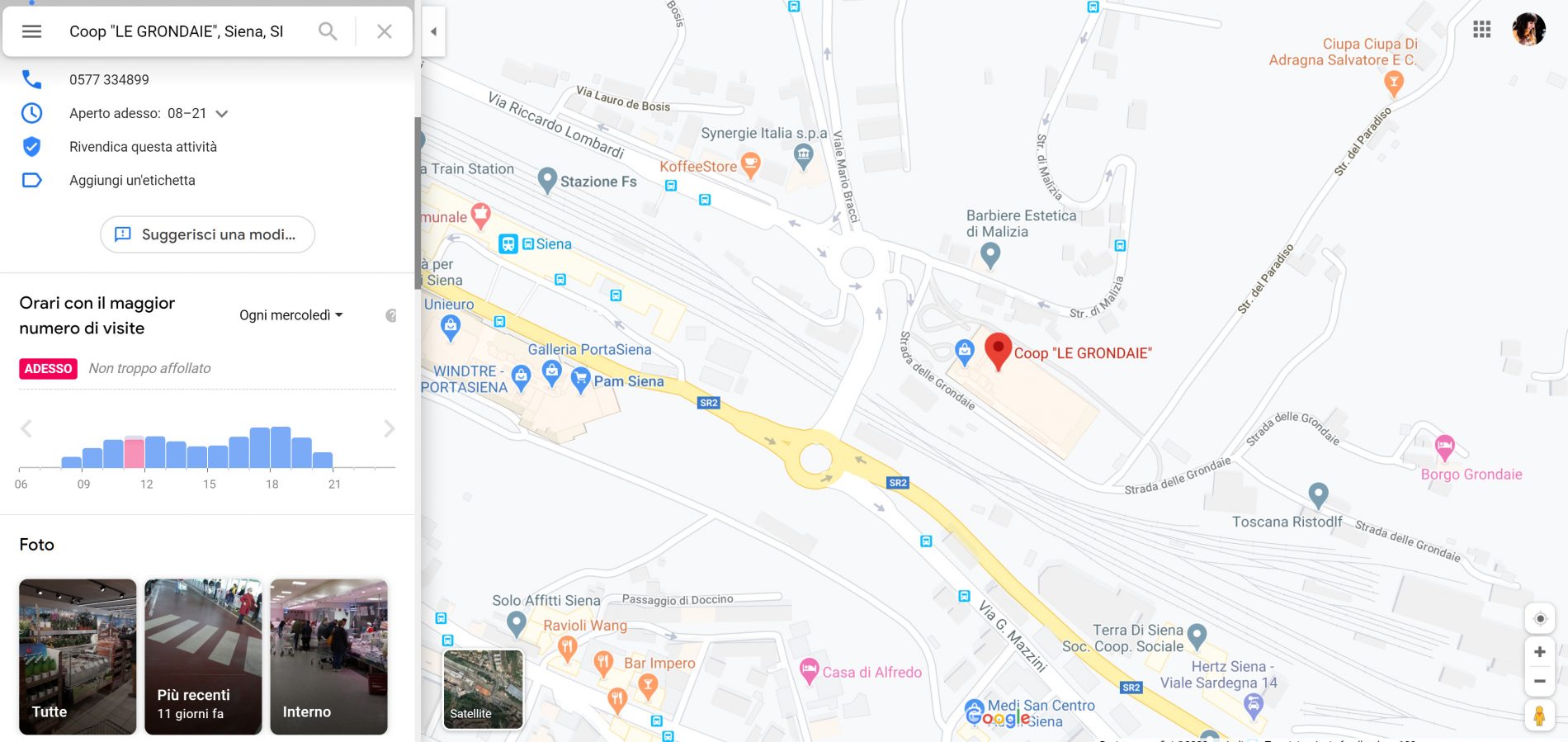 Google Maps trend affluenza supermercati