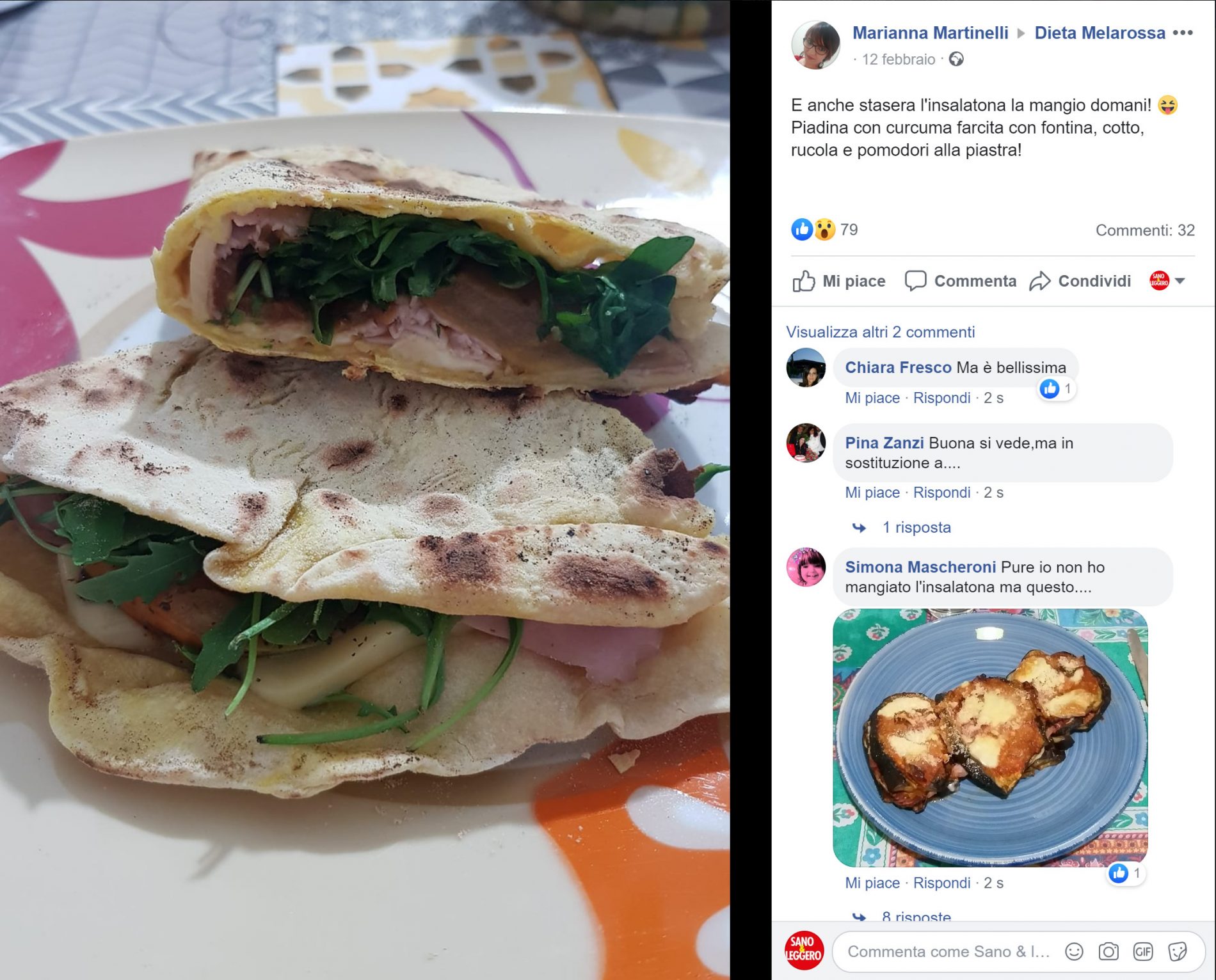 dieta melarossa: insalatona diventa piadina