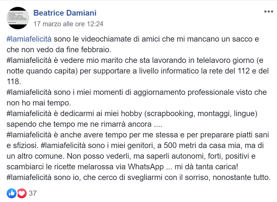 #lamiafelicità beatrice damiani