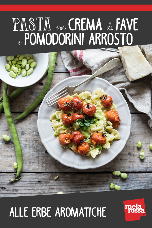 Pasta con crema di fave e pomodorini