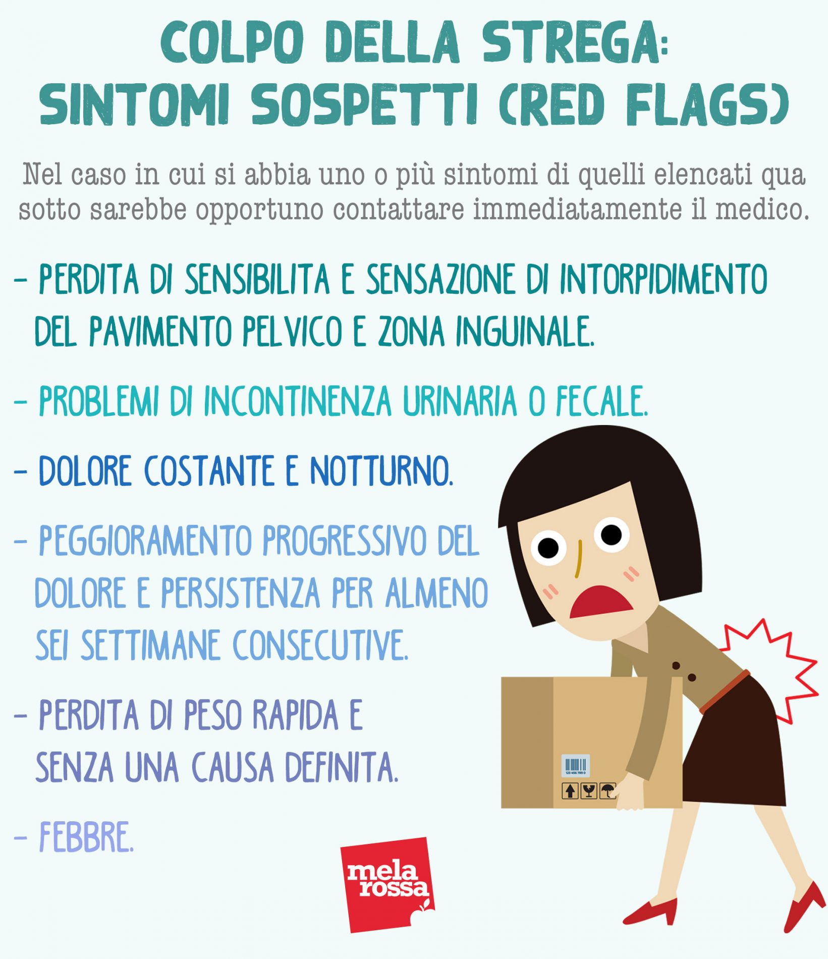 colpo della strega: sintomi  ( red flag) 