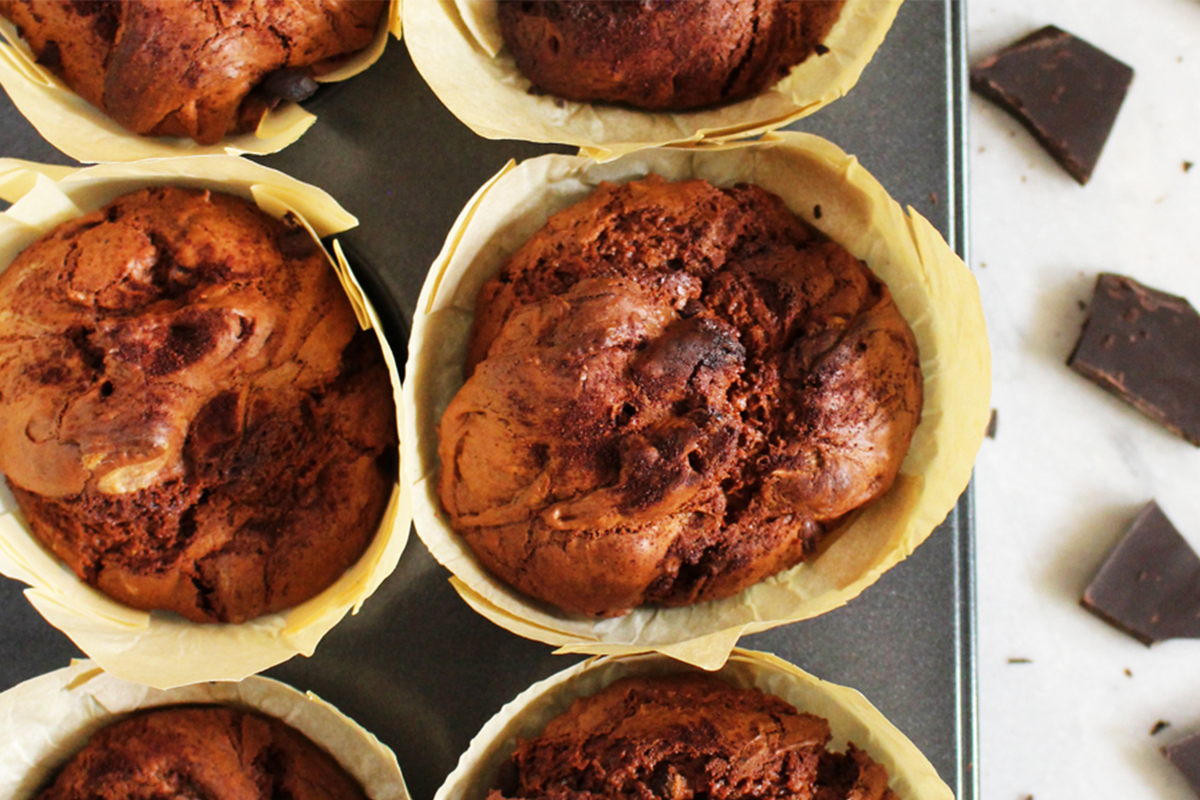 Ricette con cioccolato: muffin al doppio cioccolato senza burro