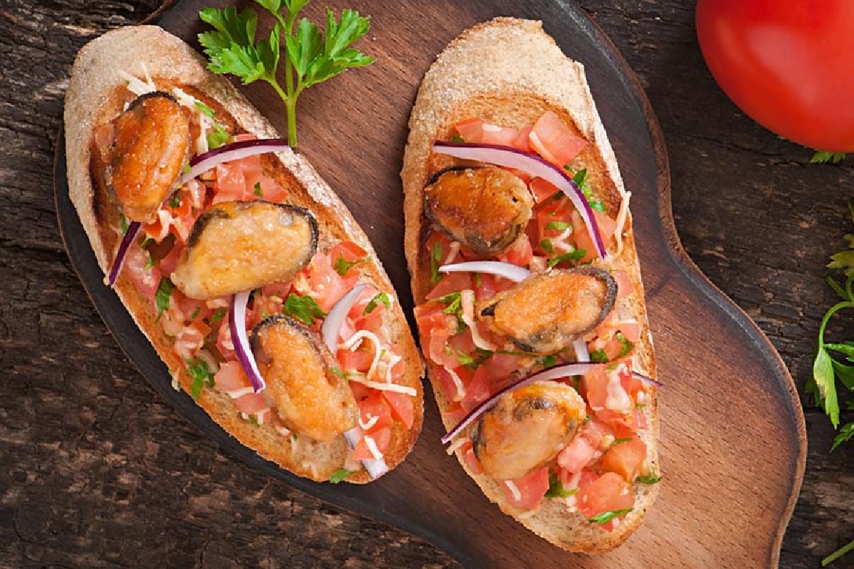 bruschette cozze e pomodori