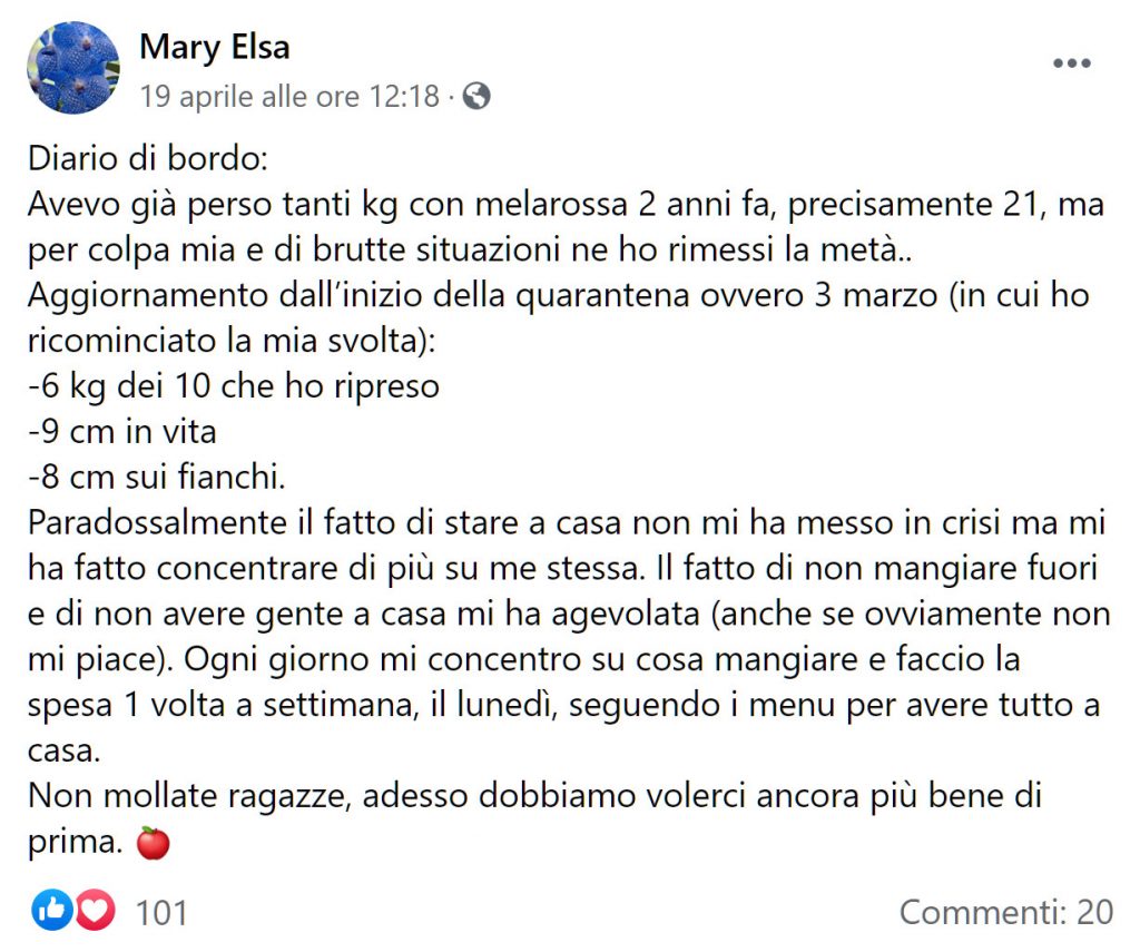 dieta melarossa alimentazione quarantena mary