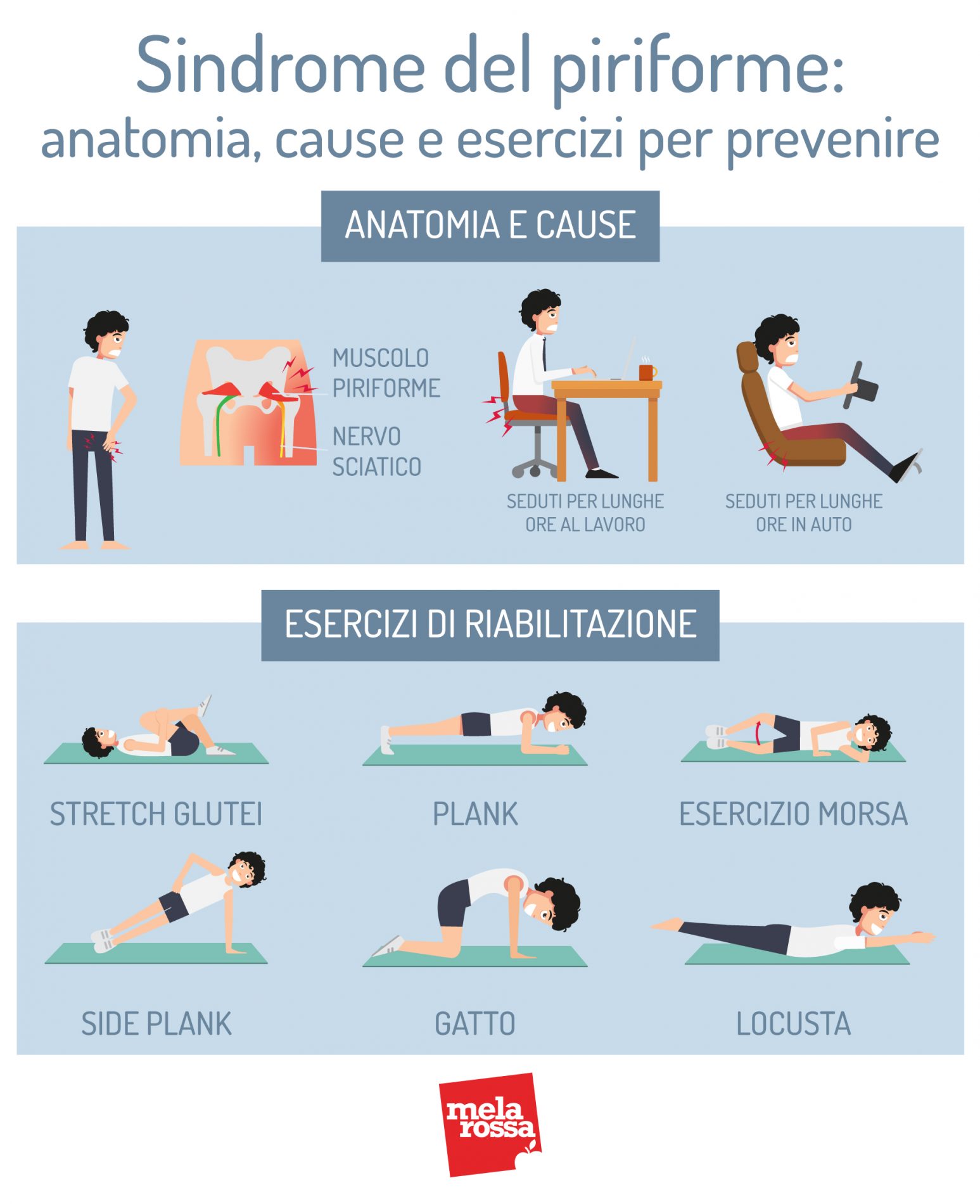 sindrome del piriforme: anatomia, cause e esercizi