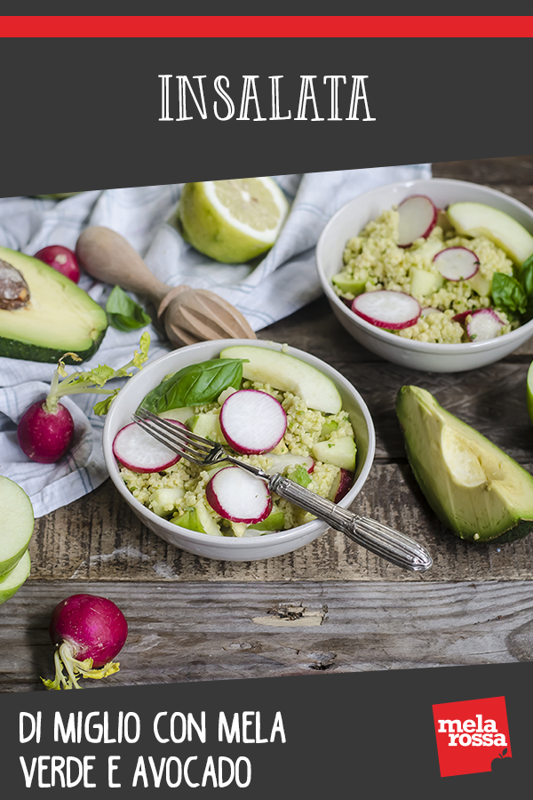 insalata di miglio, avocado e mela verde