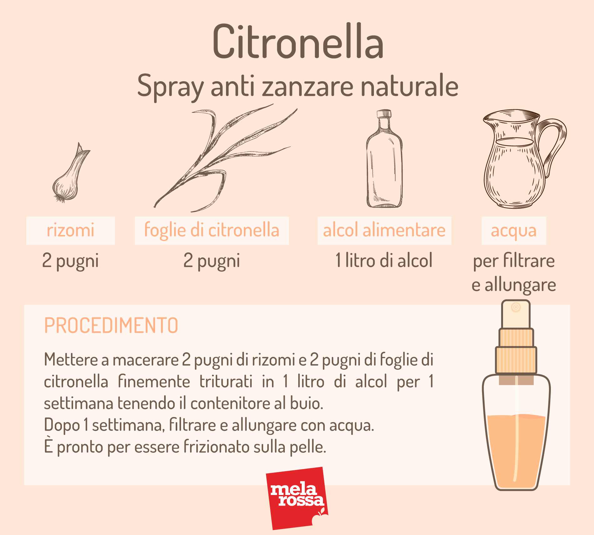 Spray anti zanzare naturale con la citronella