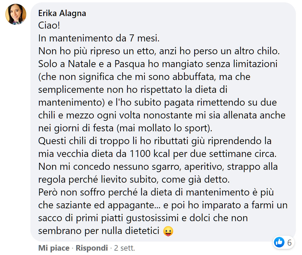 dieta di mantenimento melarossa erika alagna