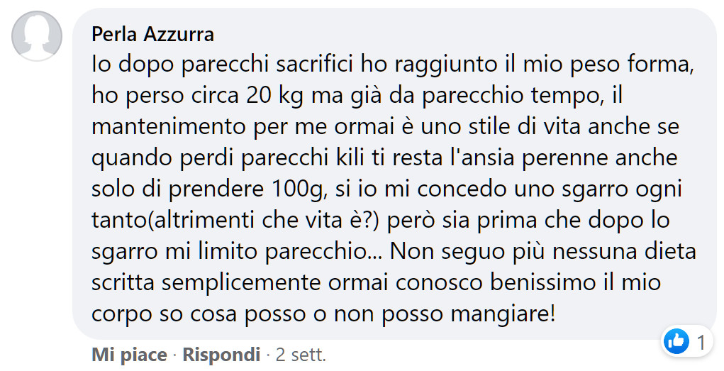 dieta di mantenimento melarossa perla azzurra