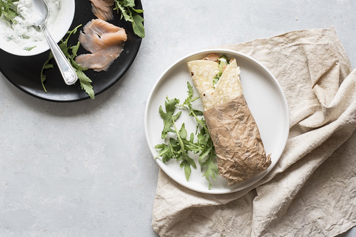 piadina con salmone e yogurt