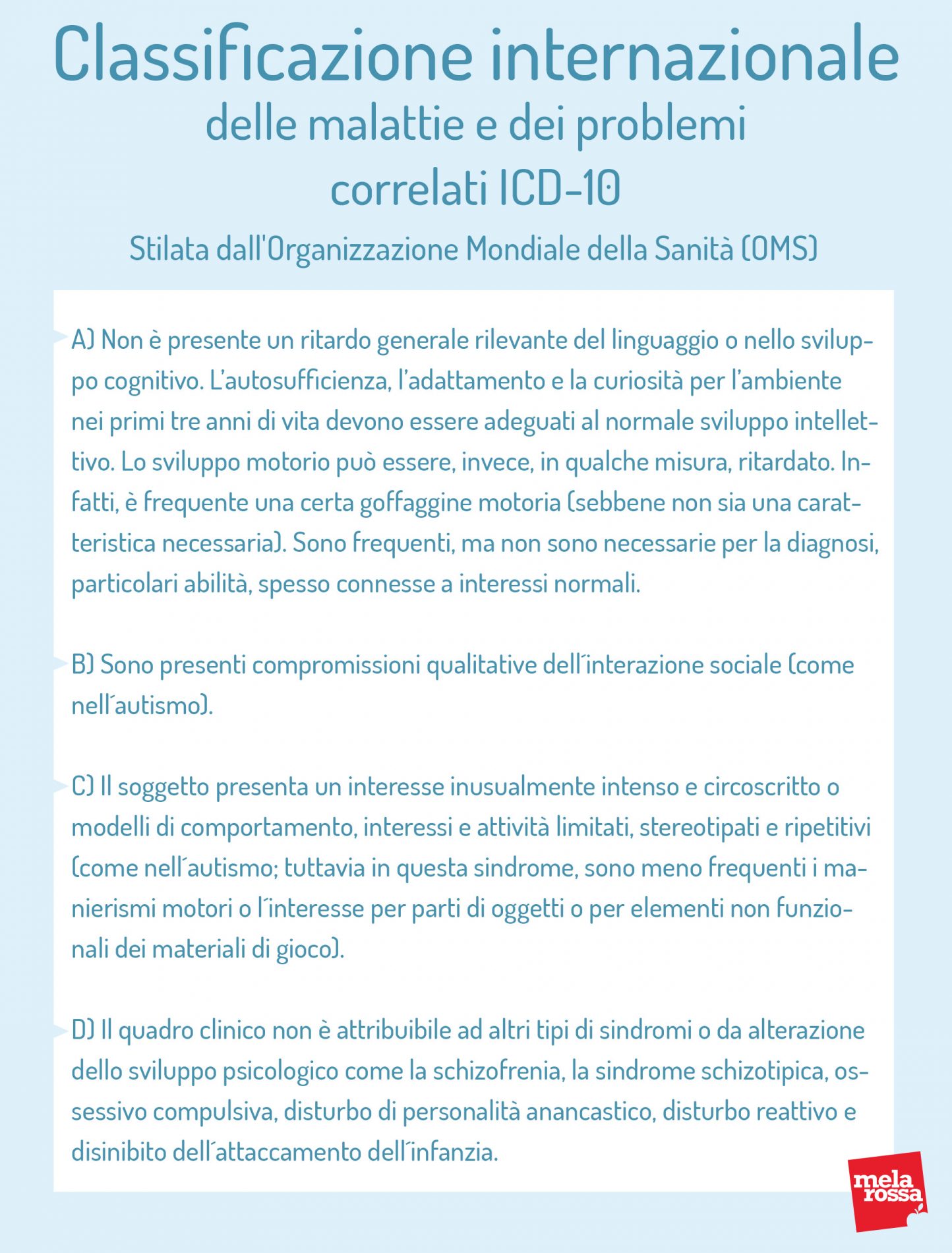 Classificazione : sindrome di Asperger