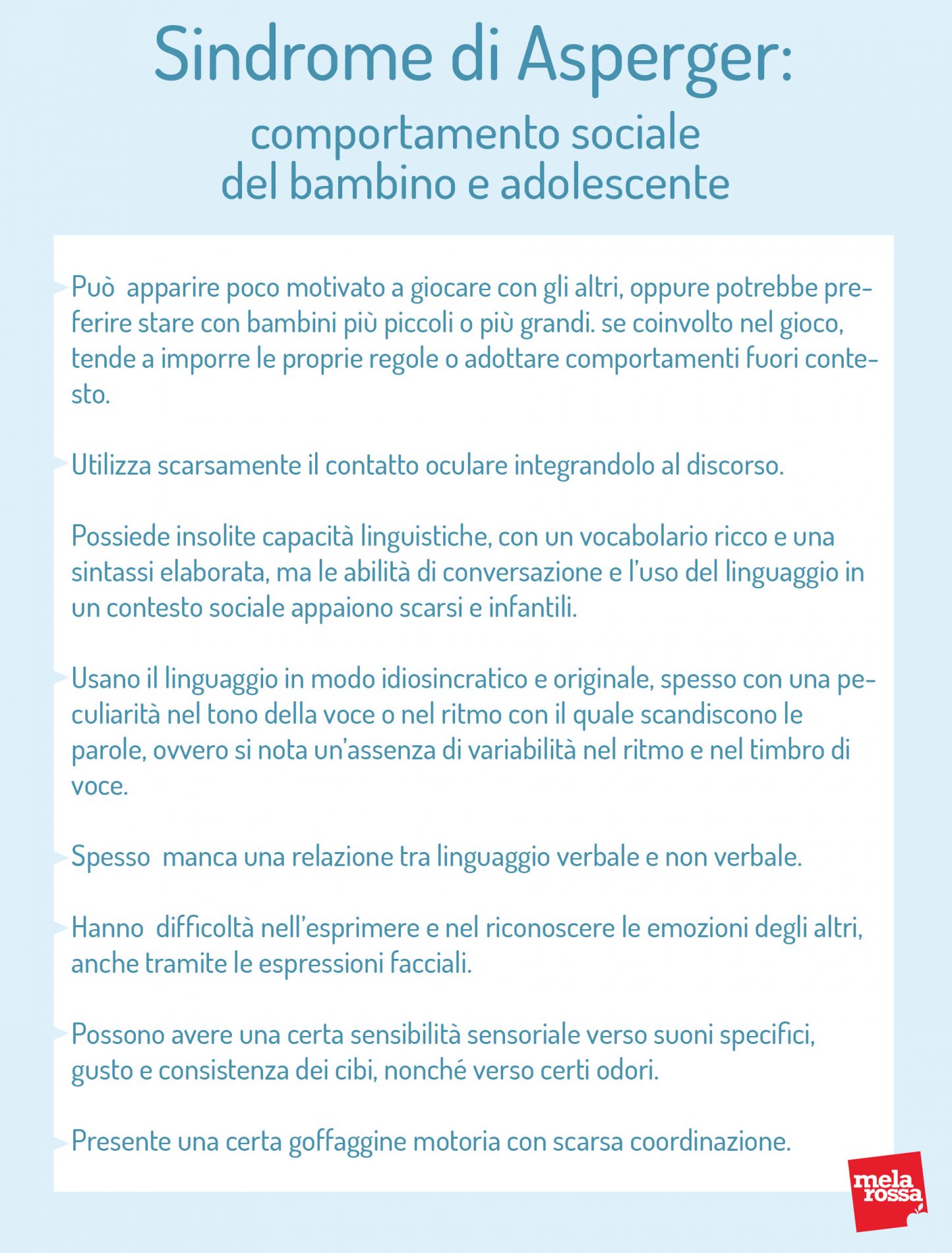 Sindrome di Asperger: comportamento sociale del bambino