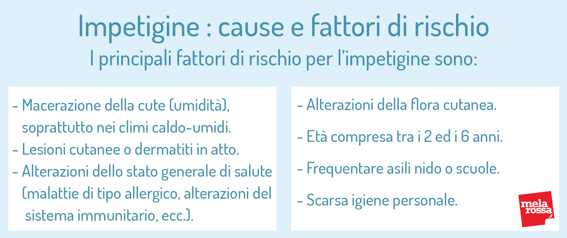 Impetigine: cause e fattori di rischio 