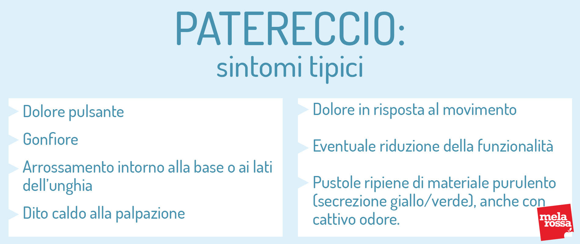 patereccio: sintomi tipici