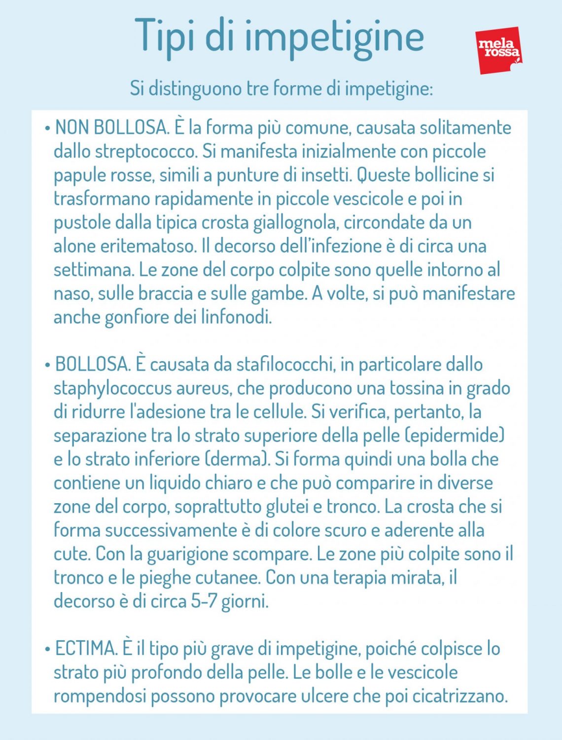 Impetigine cos'è, cause, sintomi e cure Melarossa