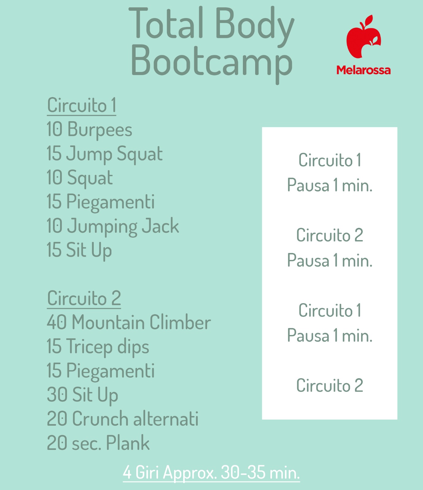 tabella allenamento bootcamp