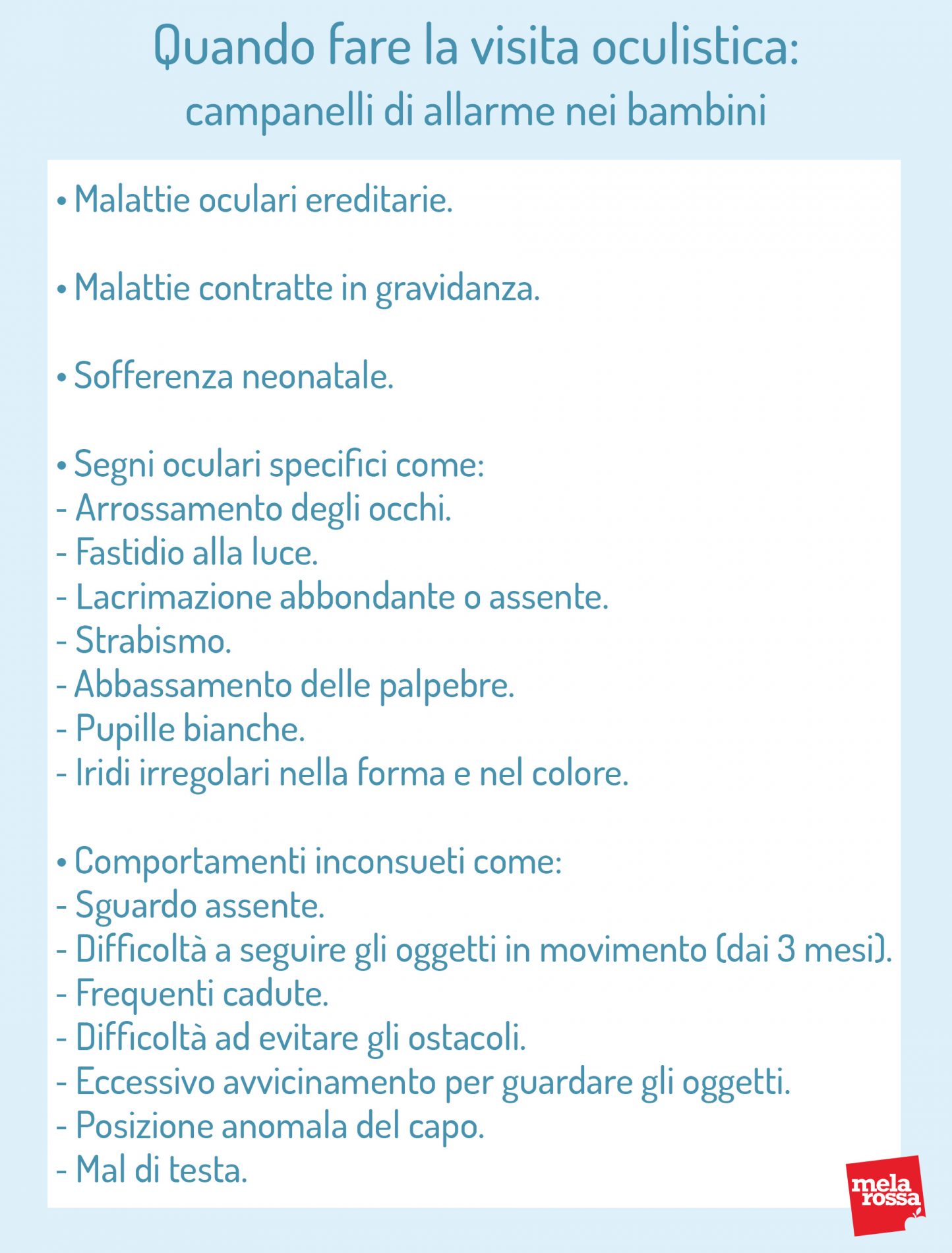 visita oculistica: bambini campanelli d'allarme