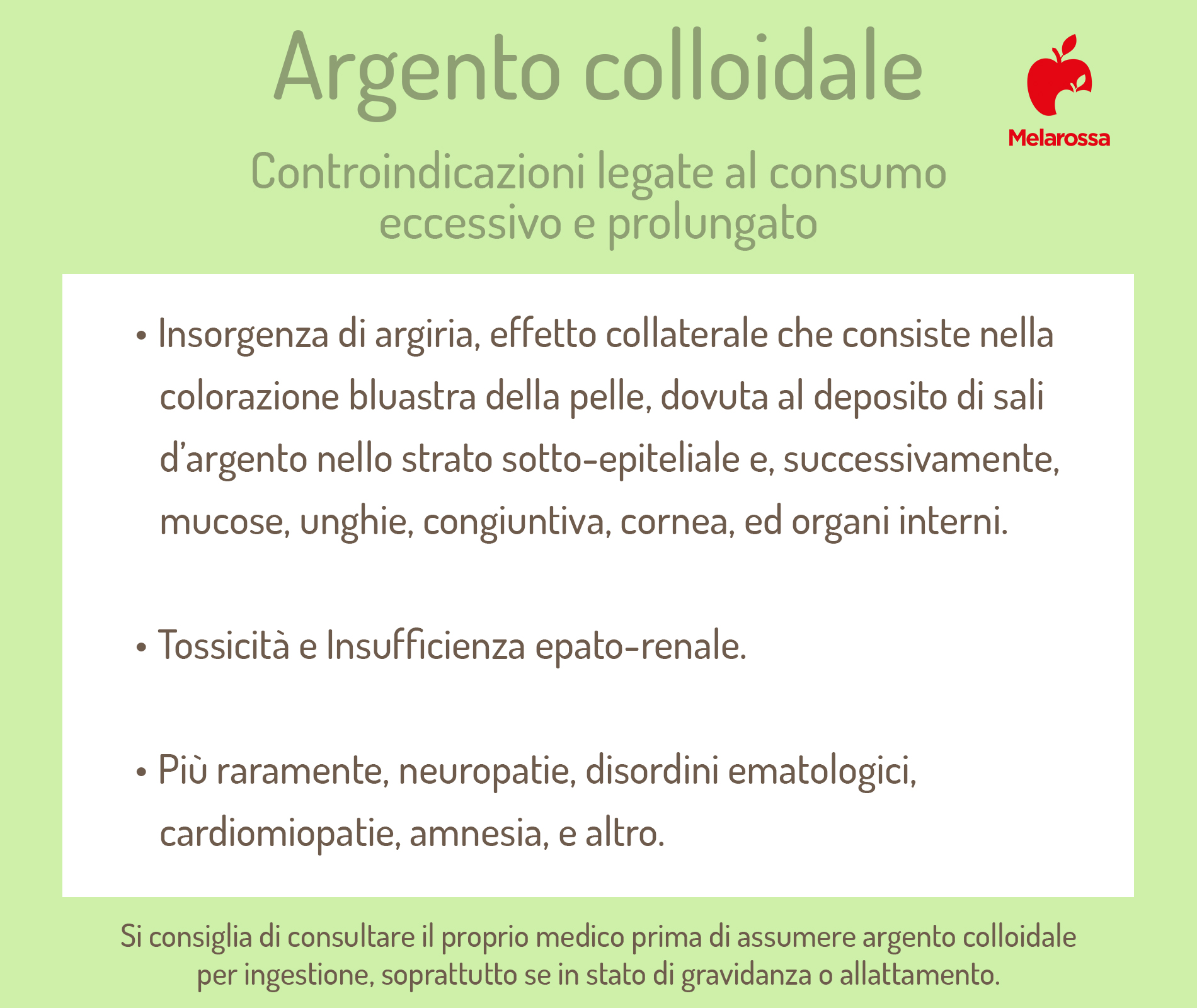 argento colloidale: avvertenze