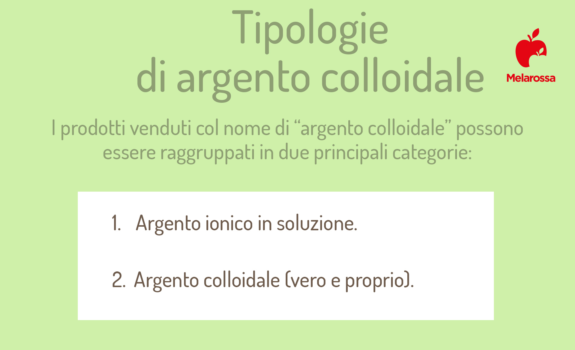 argento colloidale: tipologia 