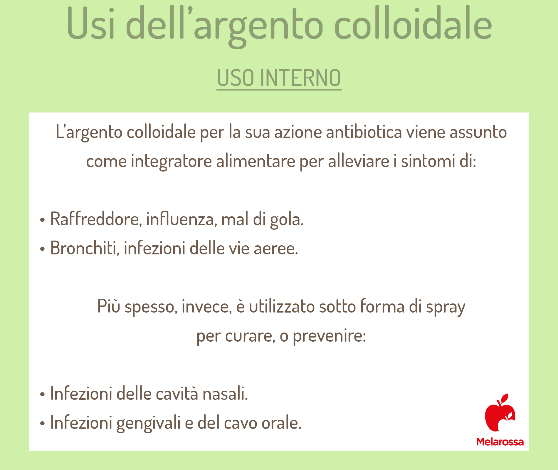 argento colloidale: usi interni