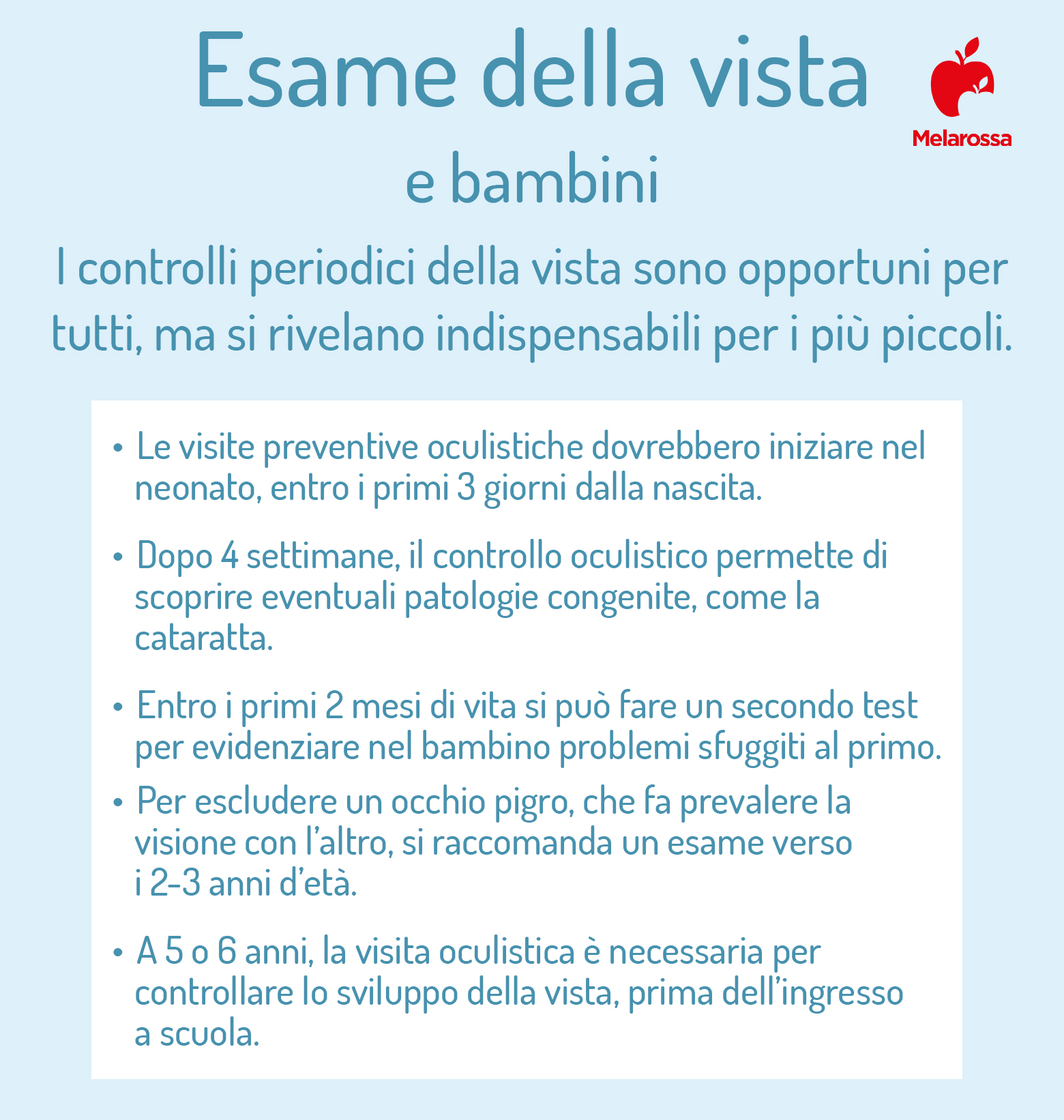 miopia: esame della vista per bambini