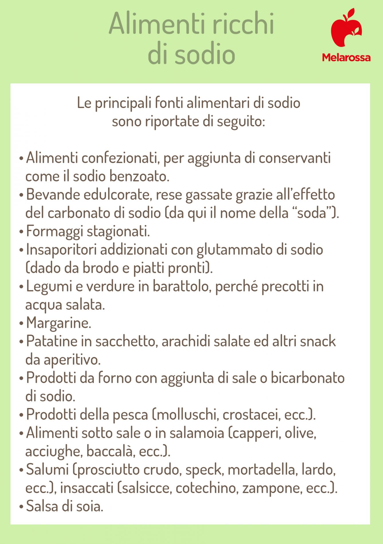 alimenti ricchi di sodio