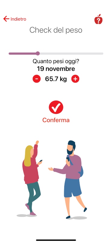 App Melarossa: check del peso.
