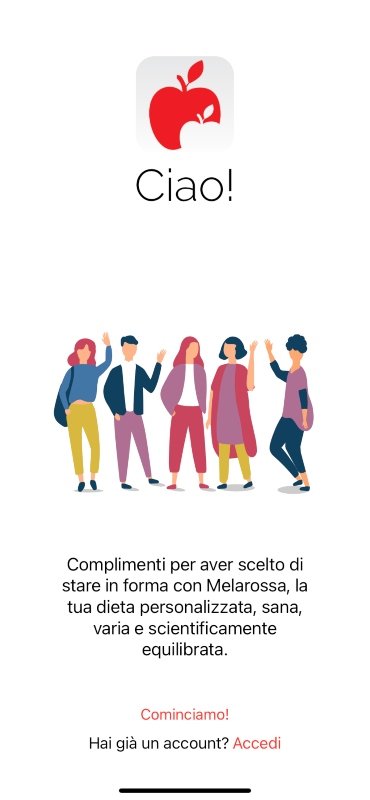 App Melarossa: come dimagrire - Accedi alla tua dieta o iscriviti