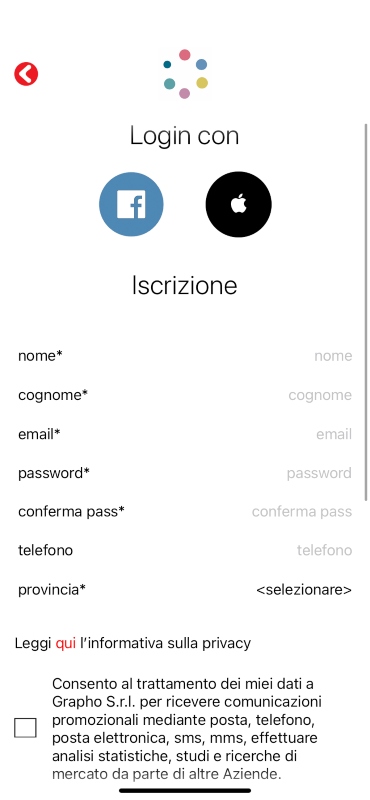 App Melarossa: come dimagrire. Inserisci i tuoi dati e crea il tuo profilo.