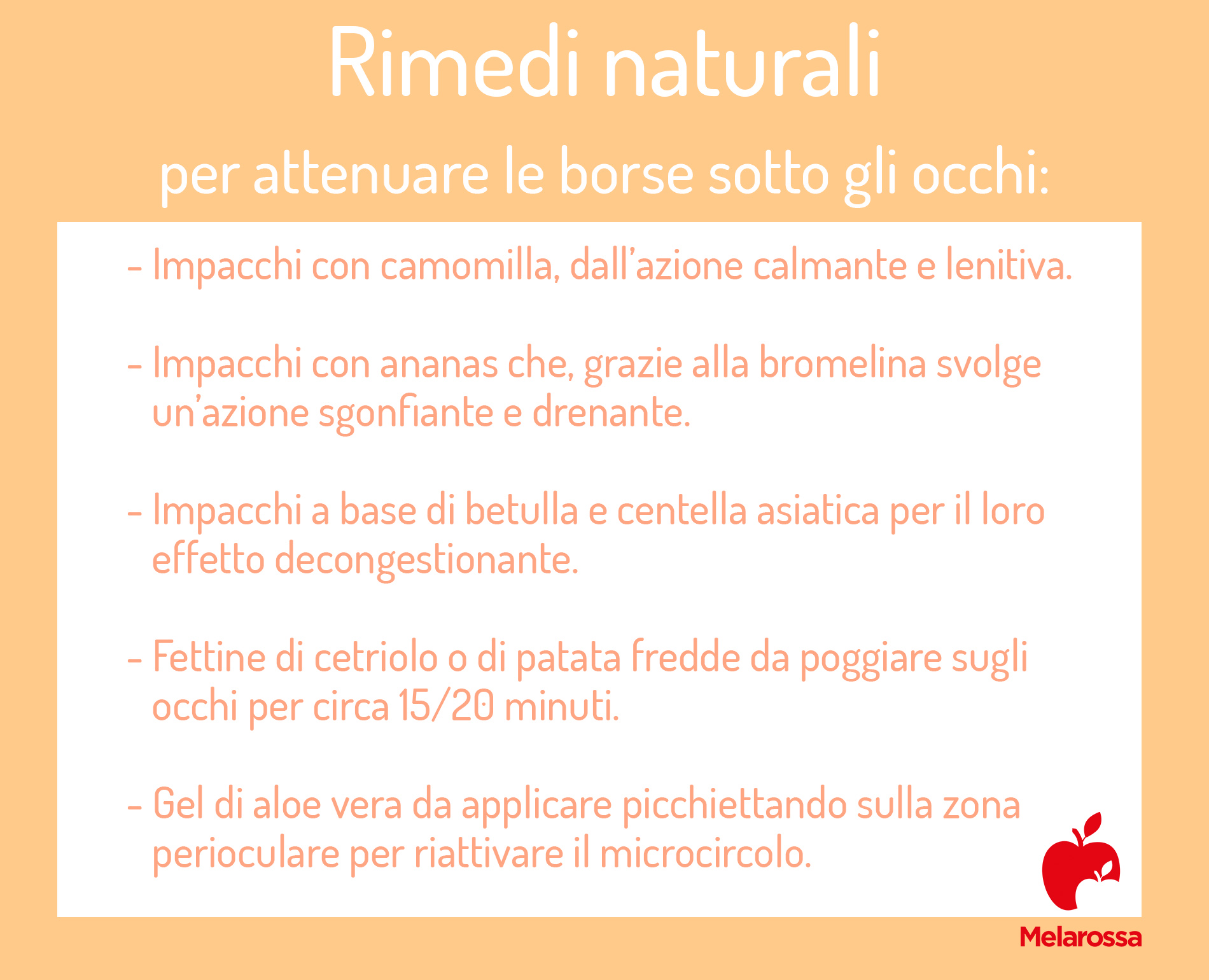 Rimedi naturale per le borse sotto gli occhi