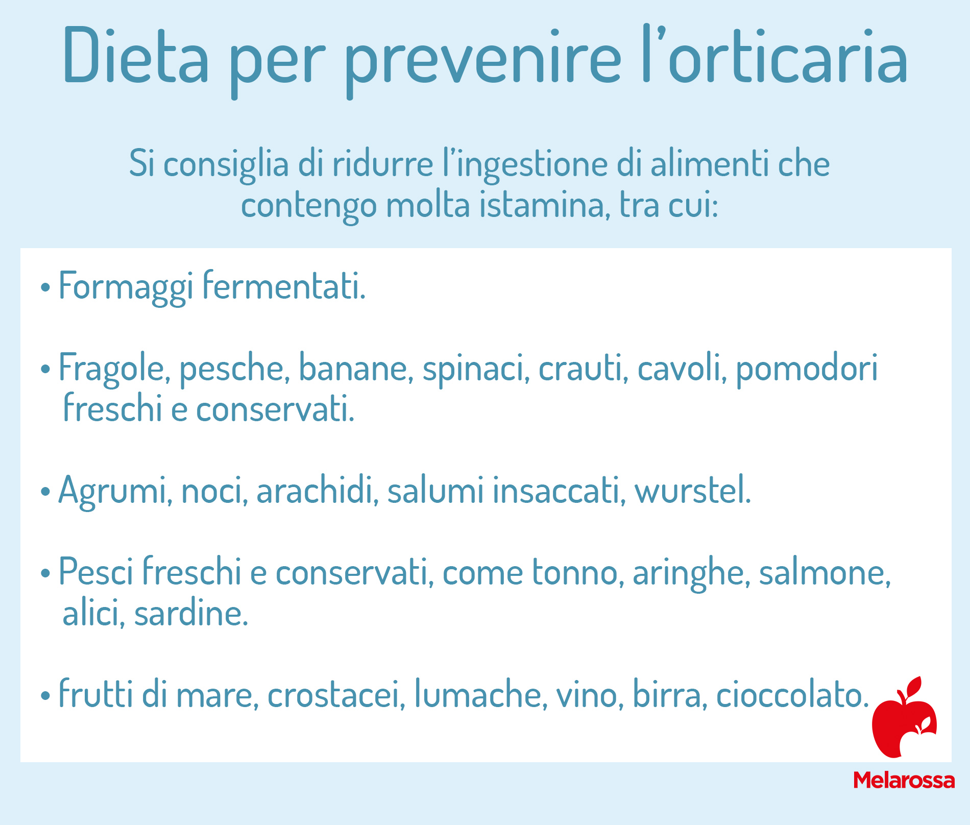 dieta per prevenire e curare orticaria