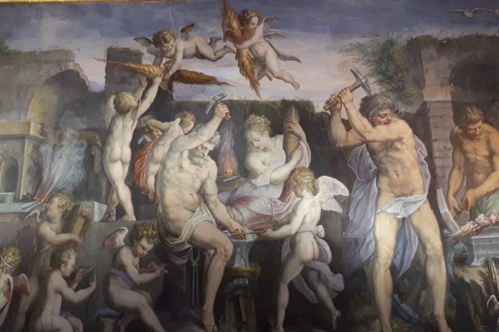 palazzo vecchio sala degli elementi fucina di vulcano fuoco