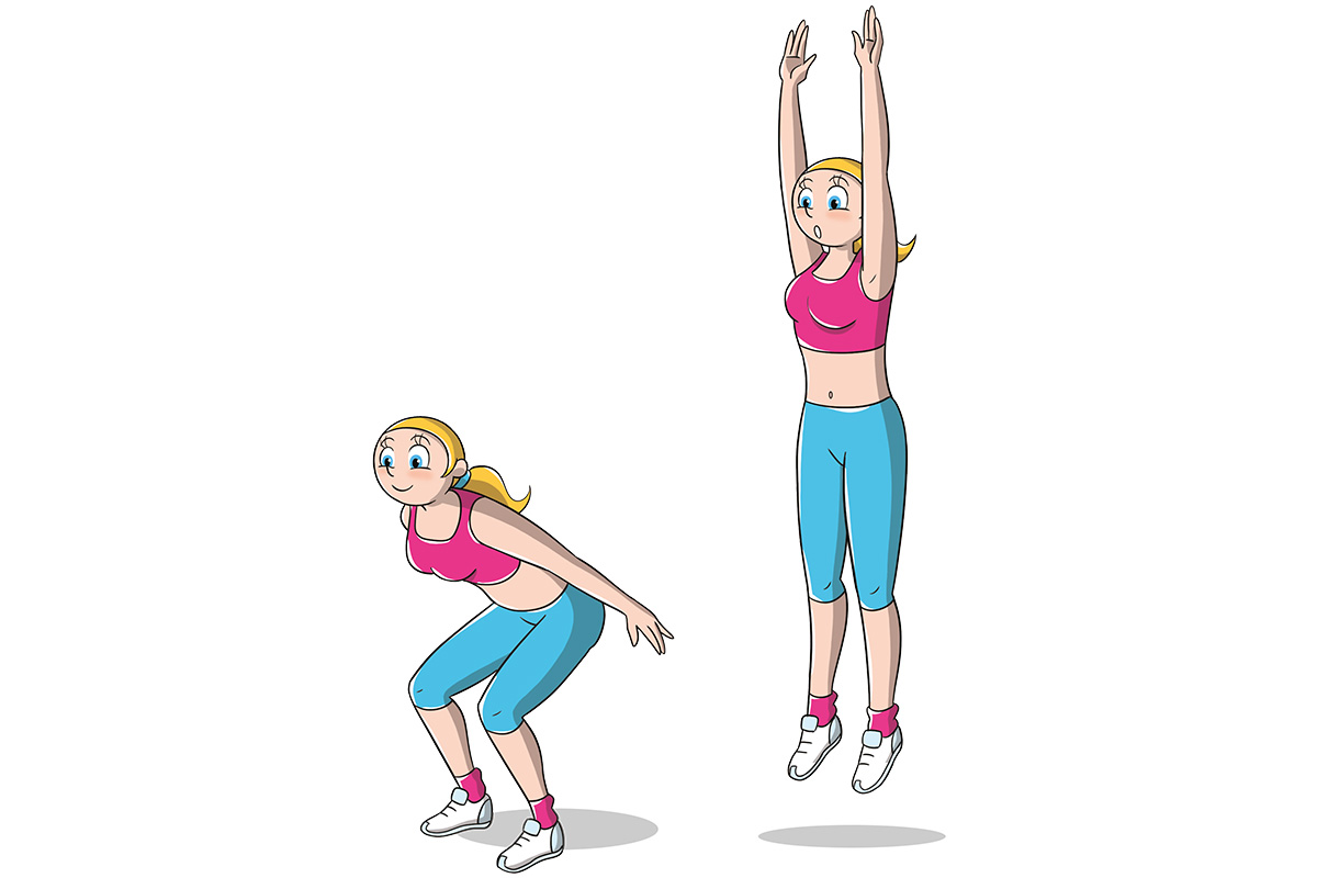 skip e squat jump