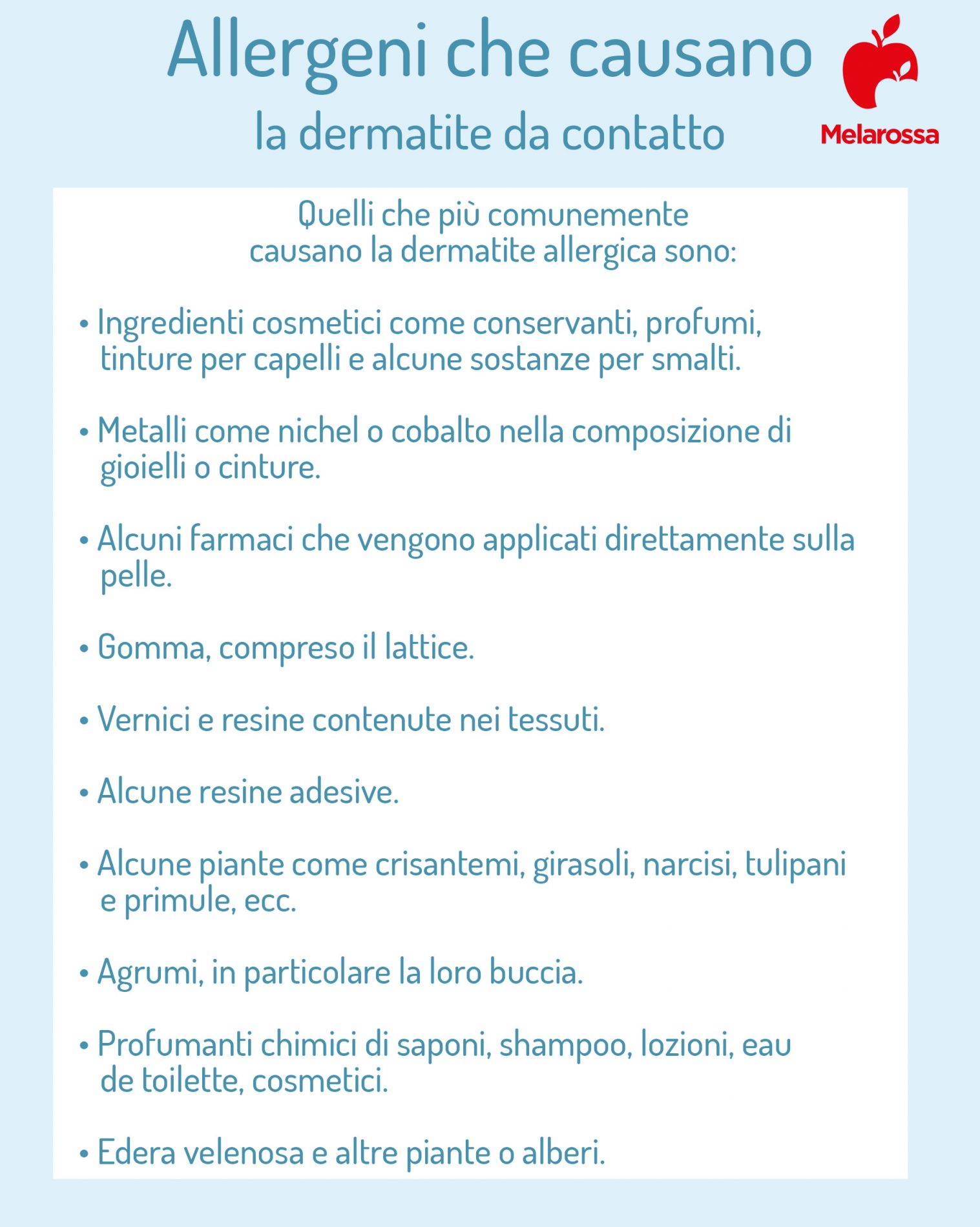 dermatite da contatto: allergeni