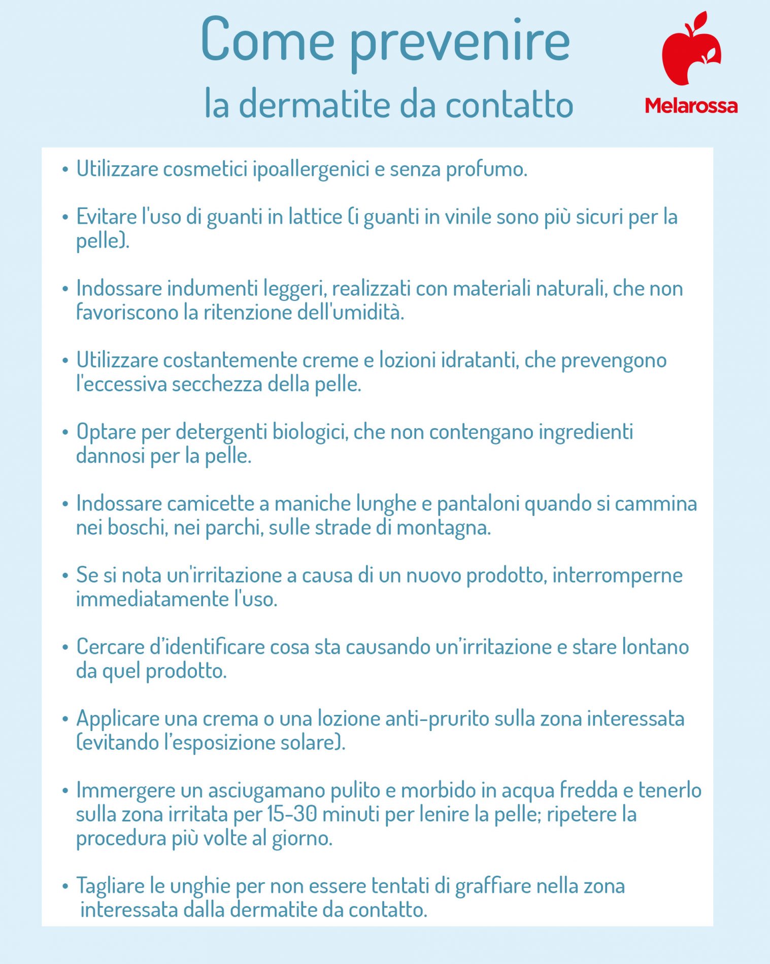 dermatite da contatto: come prevenire