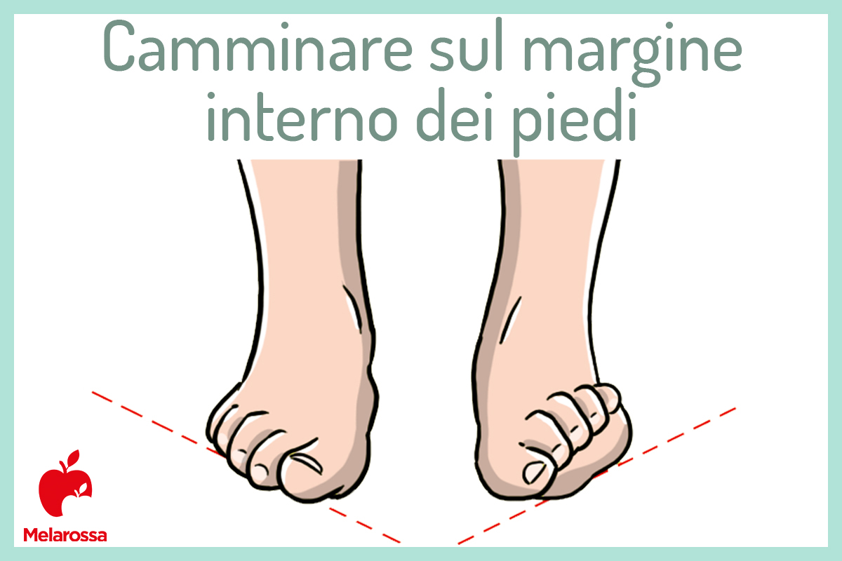 camminare sul margine interno dei piedi