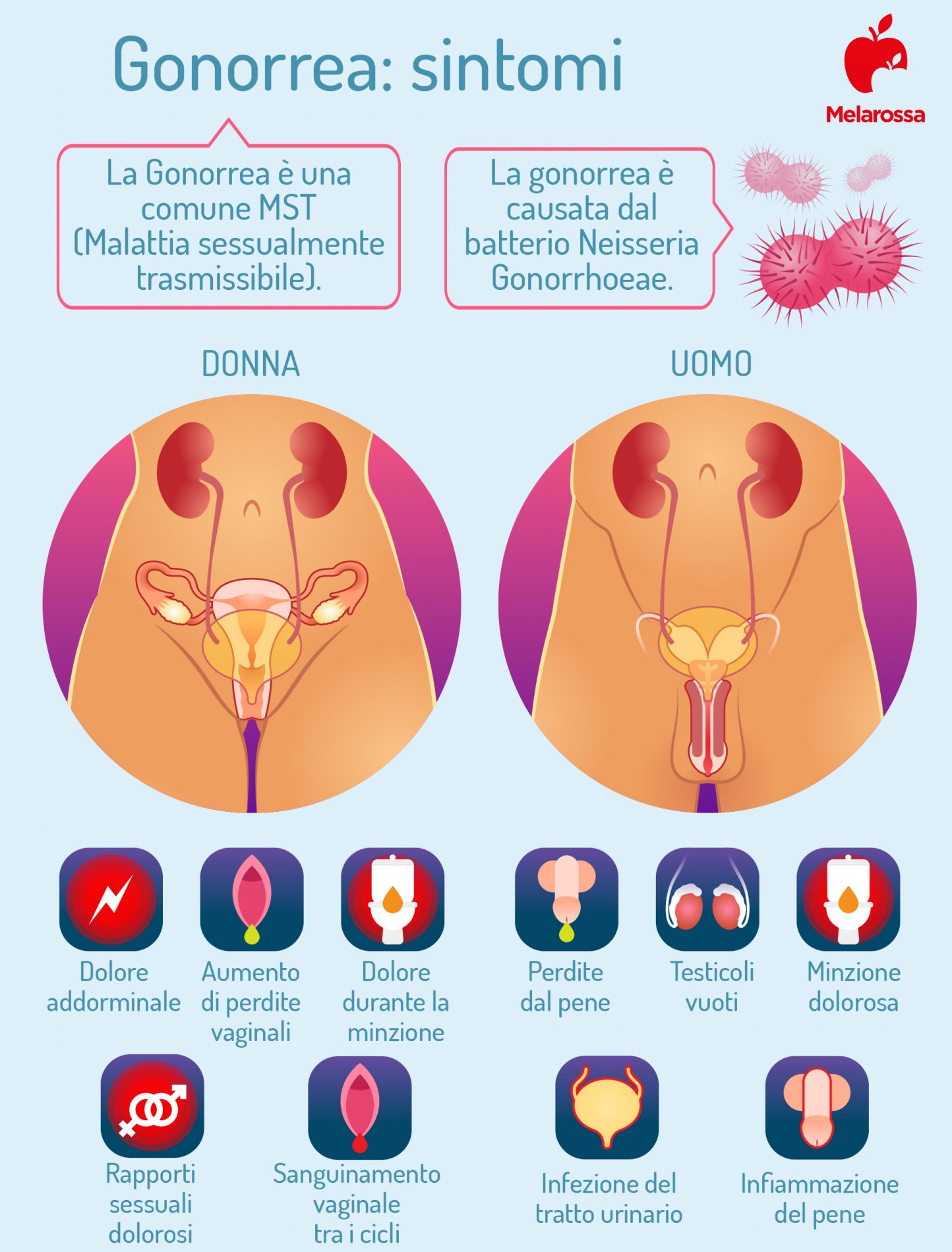 gonorrea sintomi uomo e donna