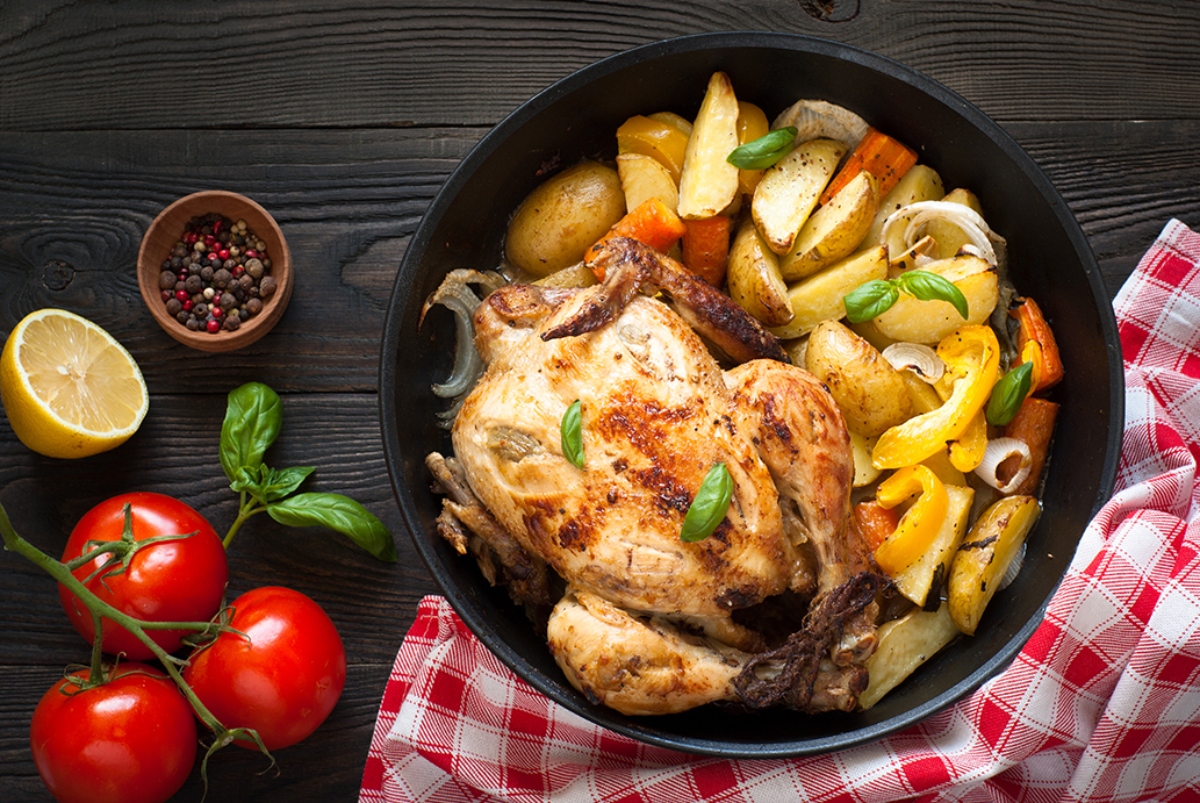 Pollo al forno con le patate