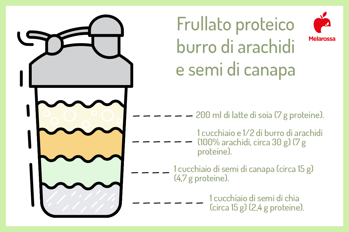 frullati proteici : burro arachidi e canapa