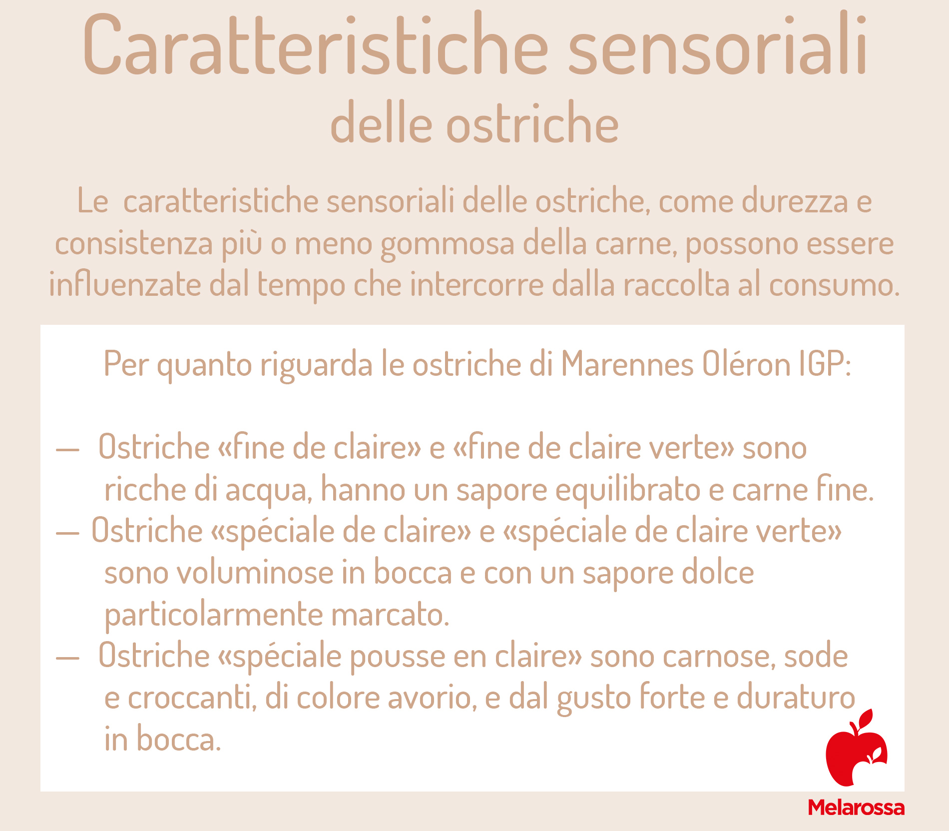 ostriche caratteristiche sensoriali