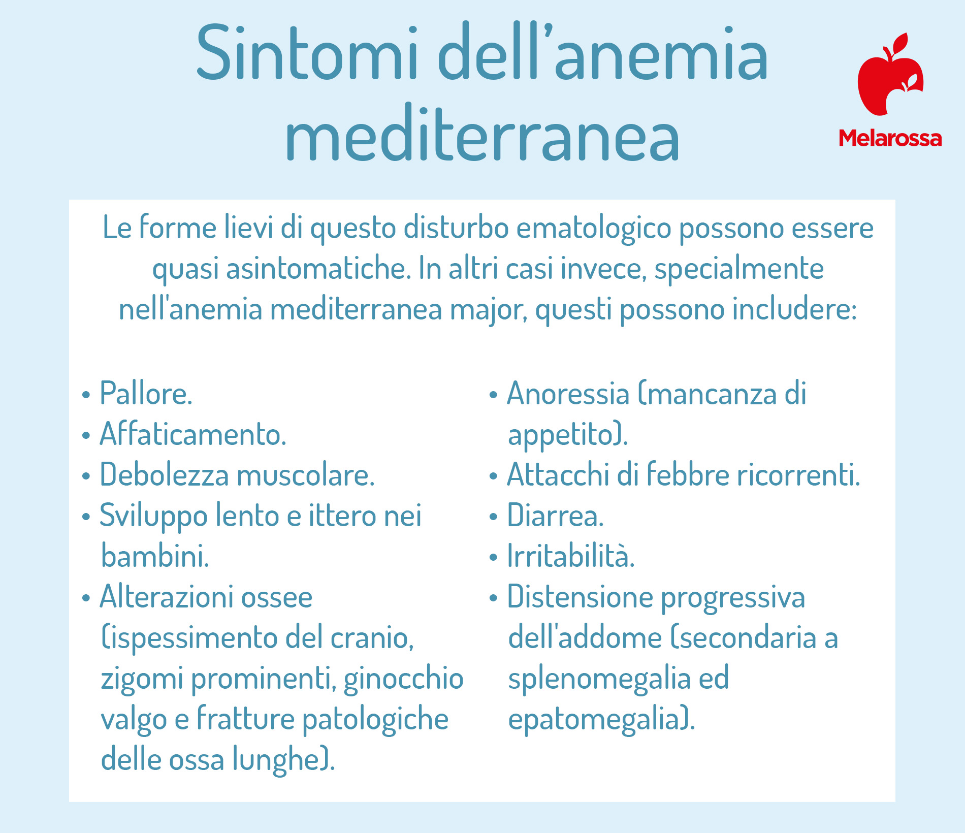 quali sono i sintomi dell'anemia mediterranea