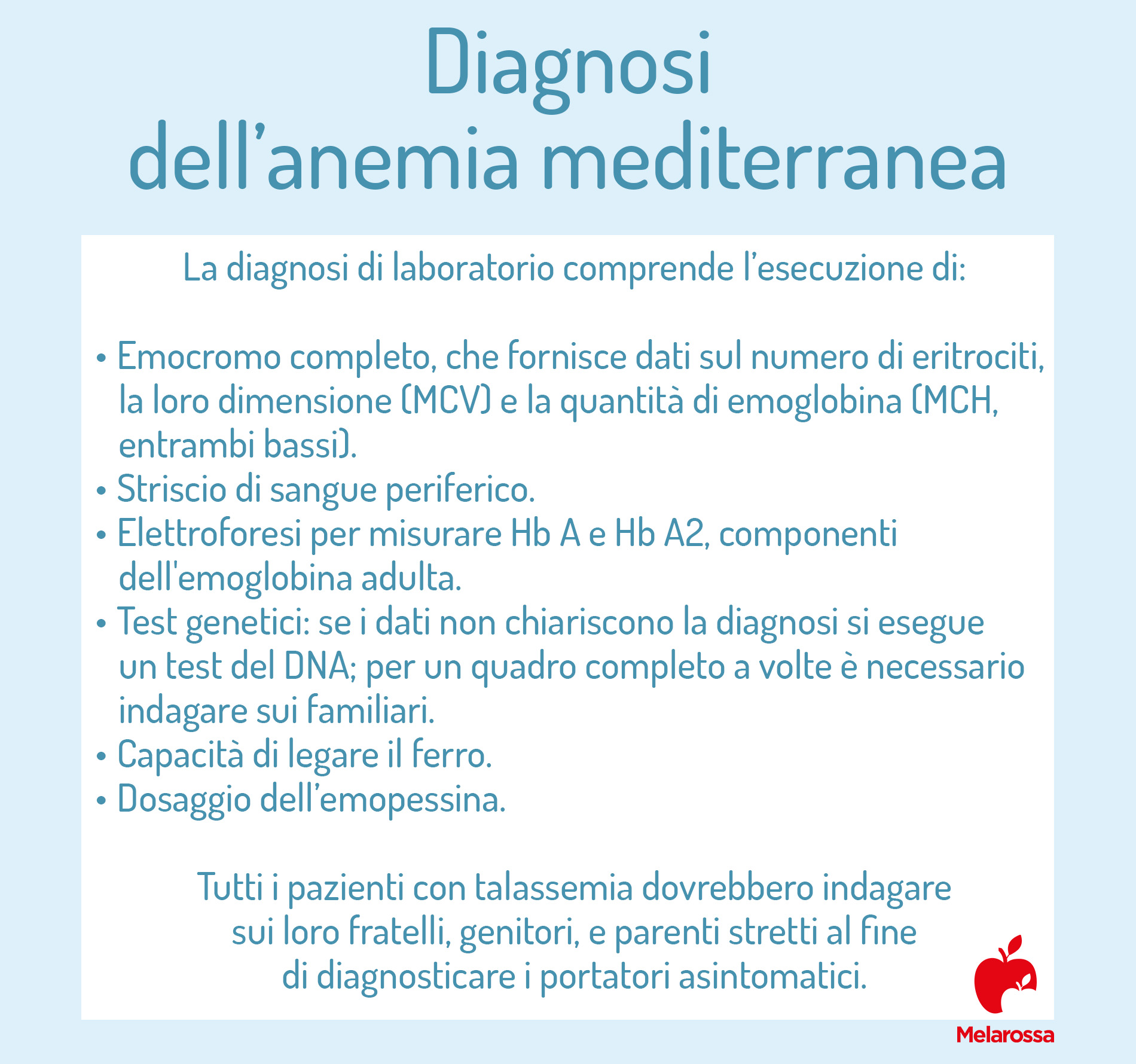 diagnosi dell'anemia mediterranea