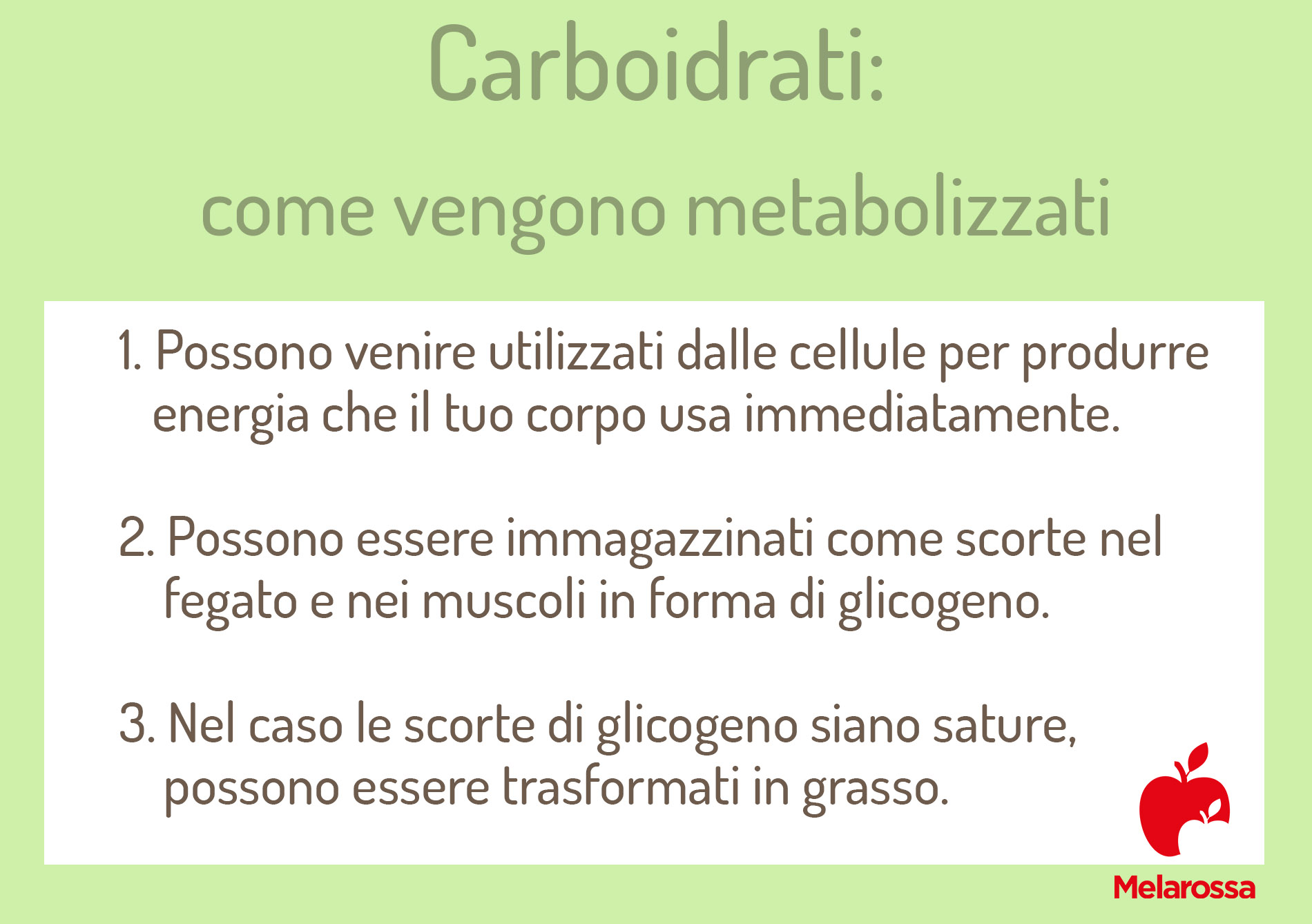 Tabella sui processi di metabolizzazione dei carboidrati