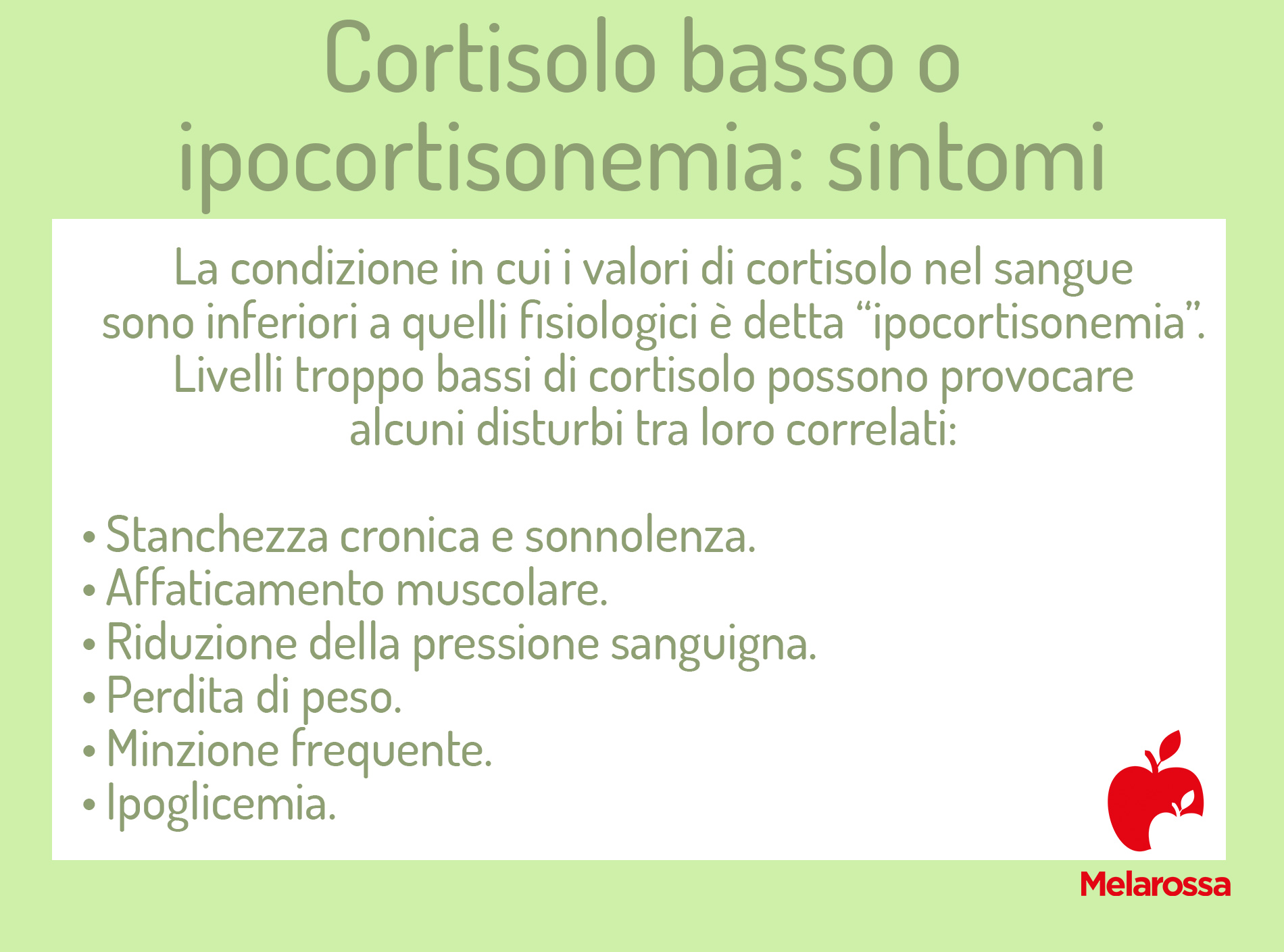 cortisolo basso: sintomi