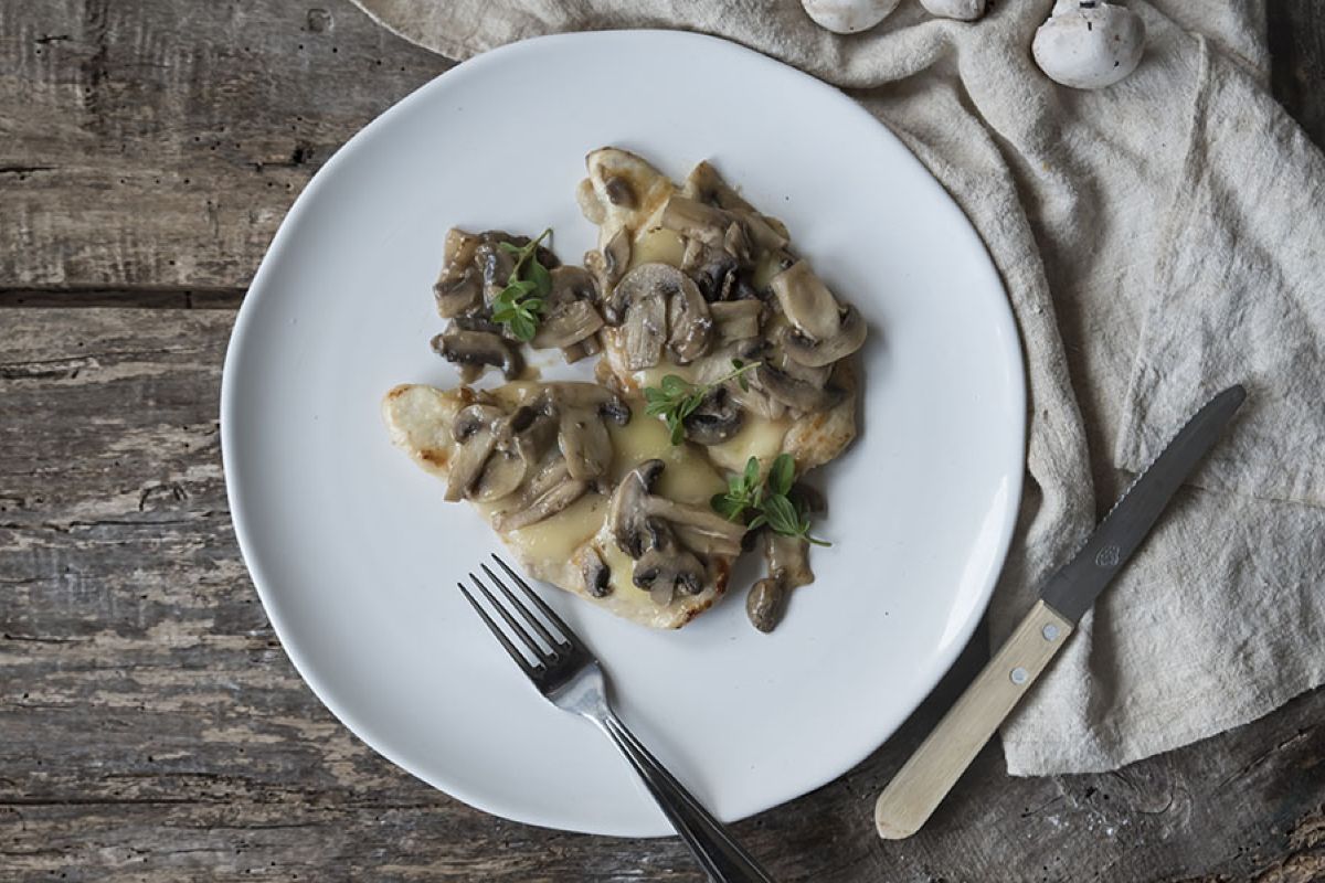 scaloppine funghi e formaggio